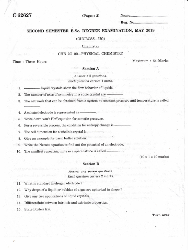 2019 CHE 2C 02-Physical Chemistry | PDF | Gases | Liquids