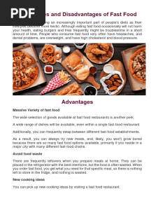 Advantages and Disadvantages of Fast Food