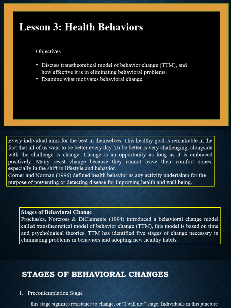 Stages of Behavioral Change Explained | PDF | Behavior | Behavior ...