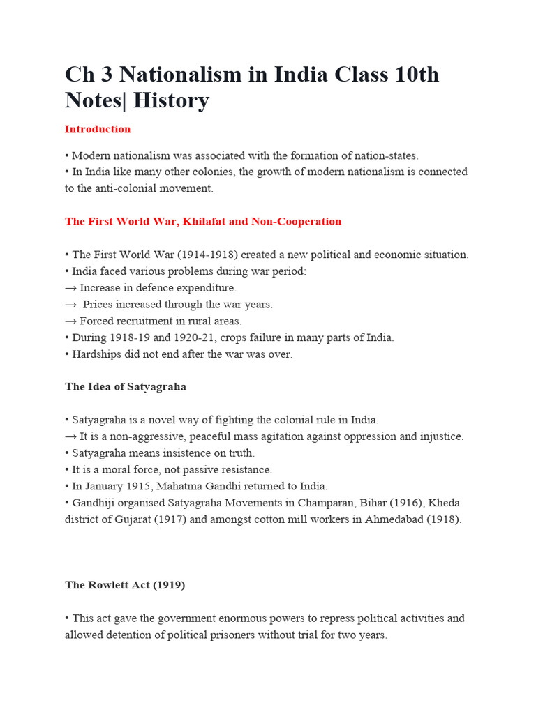 Ch 3 nationalism in india class 10th notes pdf mahatma gandhi