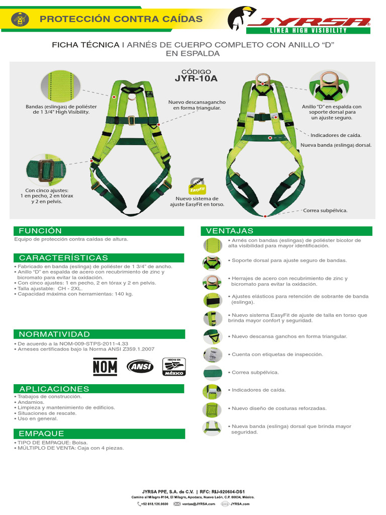 Arnés JYR-10A: Protección Caídas Altura | PDF
