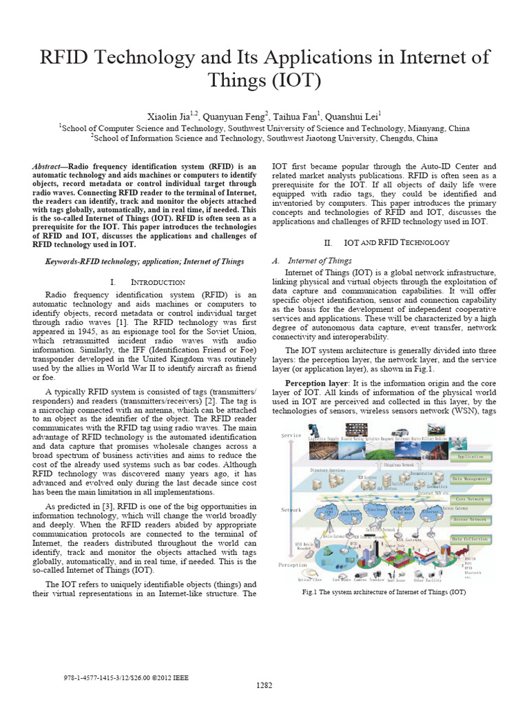 RFID Technology and Its Applications in Internet of Things (IoT) | PDF ...
