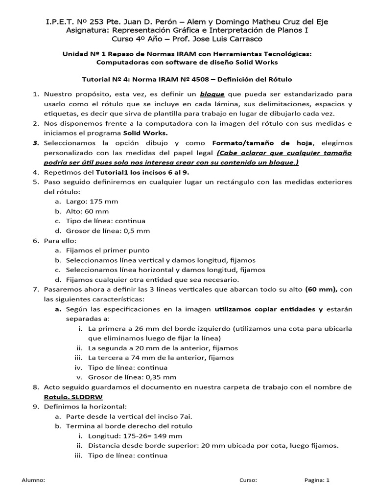 Tutorial 4 - Solid Works Definicion de Rótulo | PDF | Métodos y ...