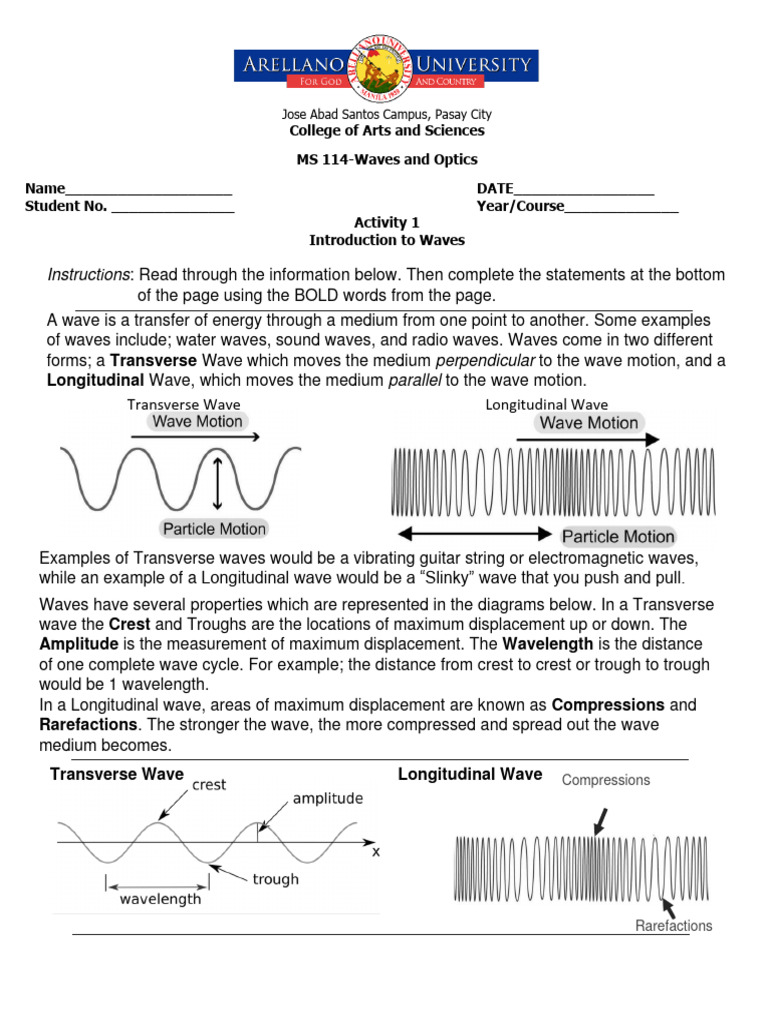 Activity 1 Intro To Waves | PDF | Waves | Frequency
