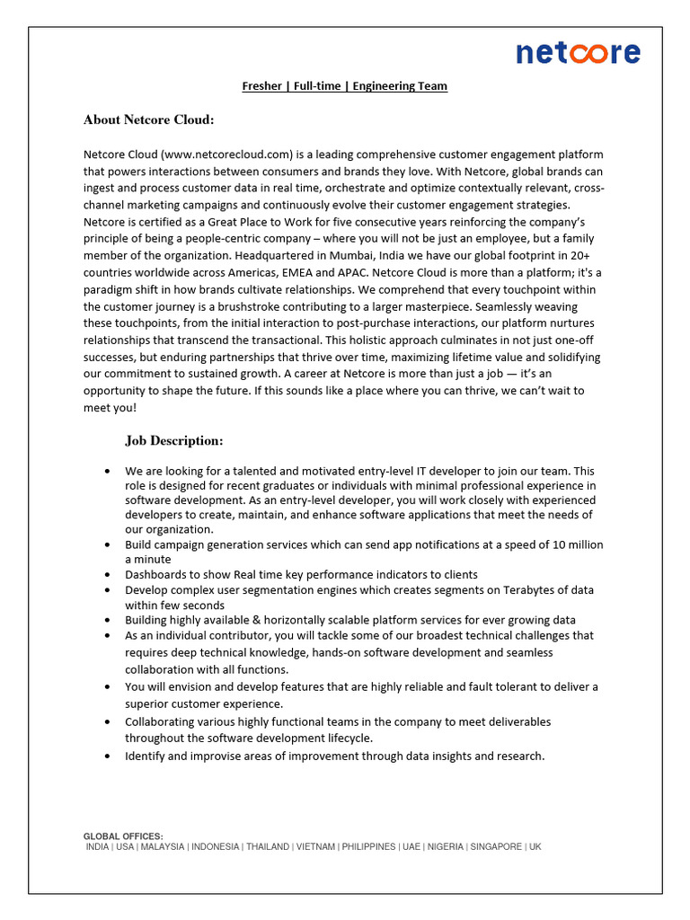 Jd Freshers Final Pdf Software Engineering Computer Science