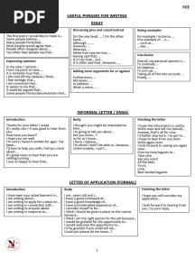 FCE Writing - Useful Phrases