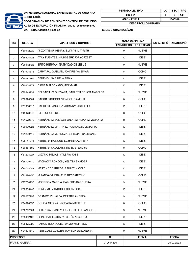 Evaluación Final Desarrollo Humano 2024 | PDF