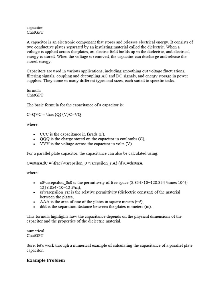 Capacitor Pdf Capacitor Capacitance