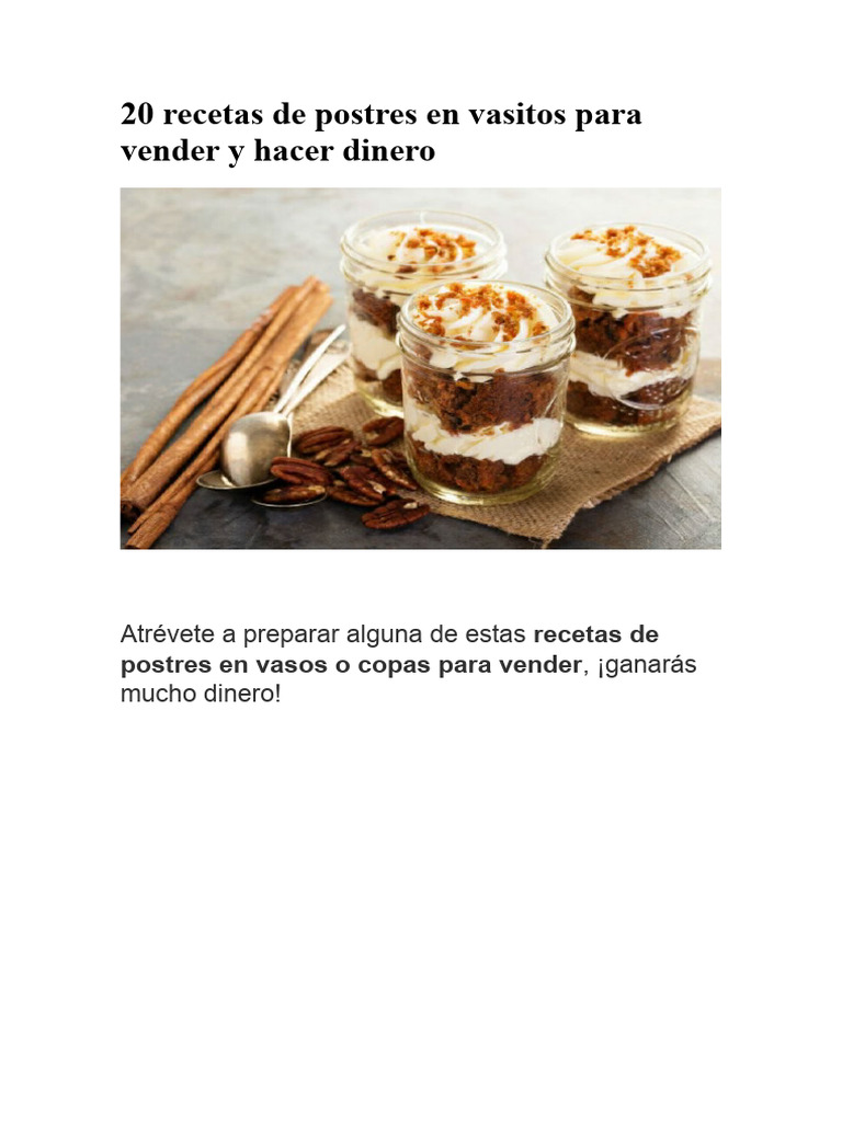 20 Postres en Vasitos para Vender | PDF | Postres | Tarta de queso
