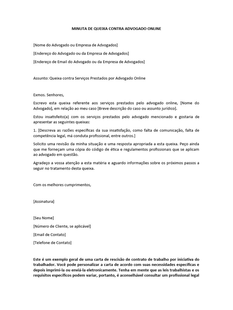 Queixa Contra Advogado Online | PDF
