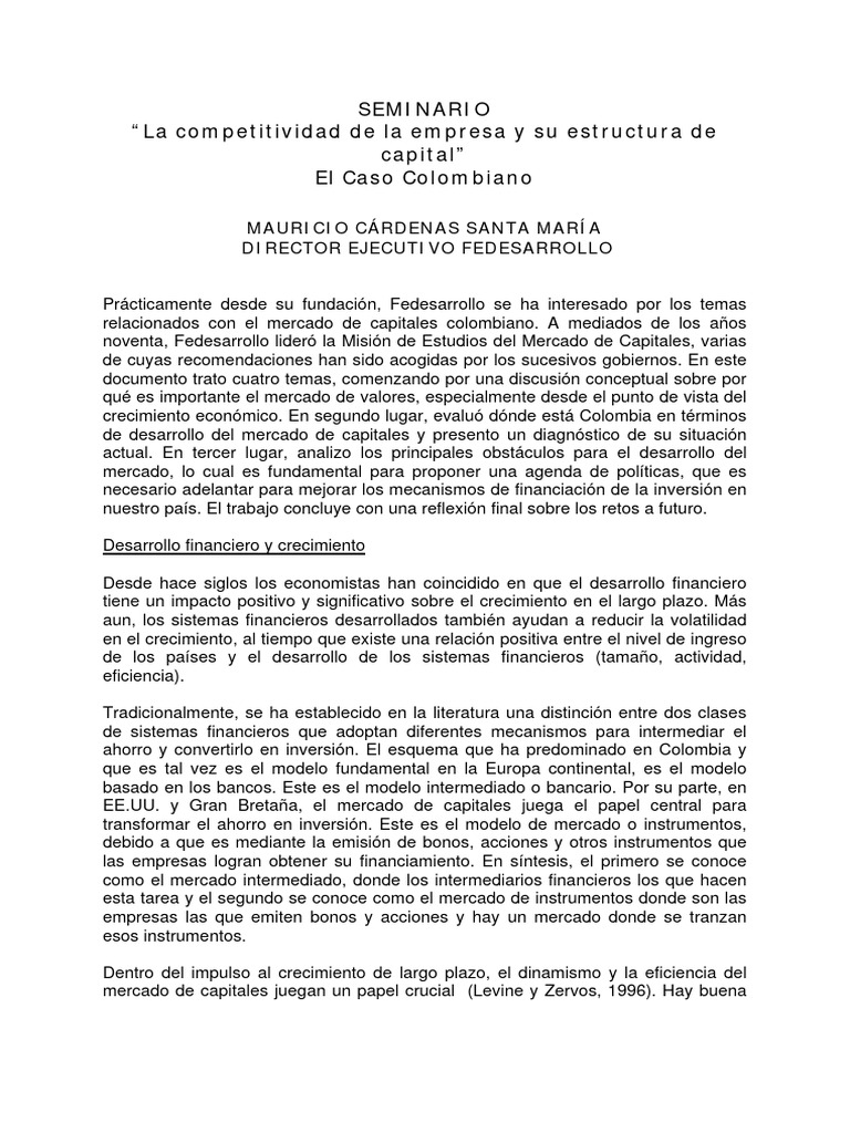Estructura de Capital y Competitividad en Colombia | PDF | Business ...