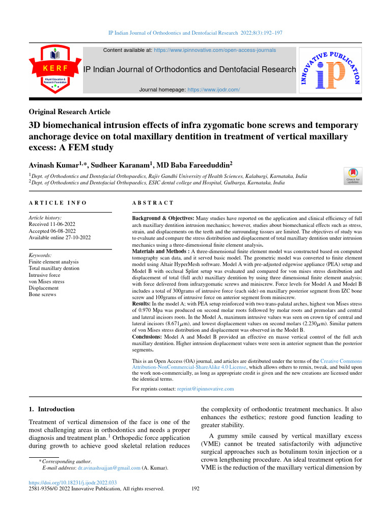 IPIndianJOrthodDentofacialRes 8 3 192 197 | PDF | Orthodontics | Tooth
