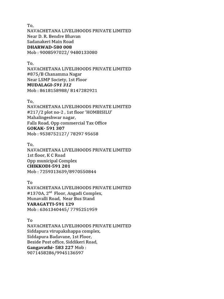 ESAF Branch Address | PDF