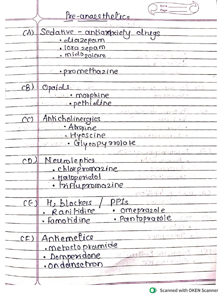 Pre Anesthesics Classification | PDF