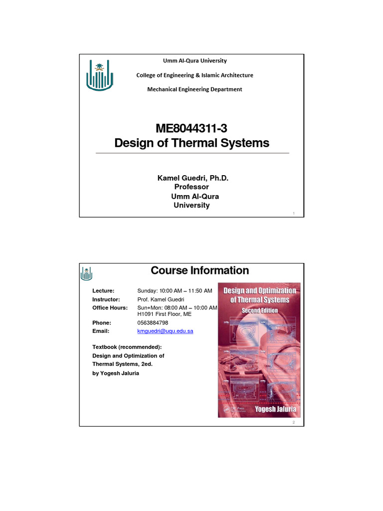 Thermal Systems Design Overview | PDF | Heat | Heat Transfer