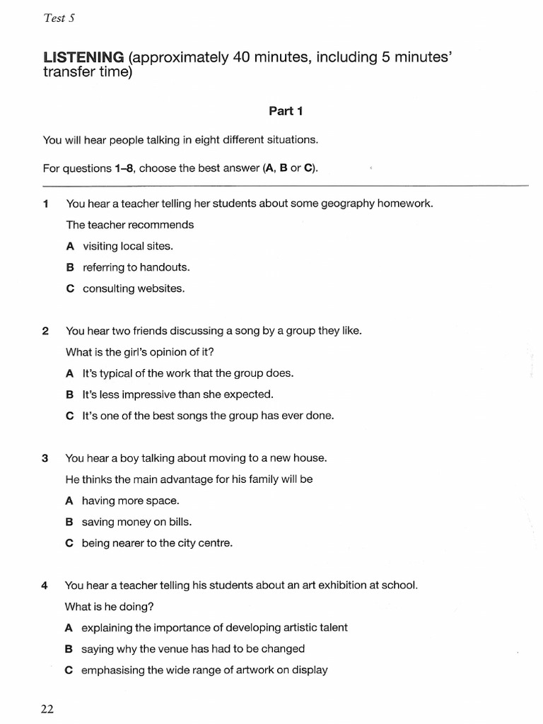 LC Part 1 Test 5 | PDF