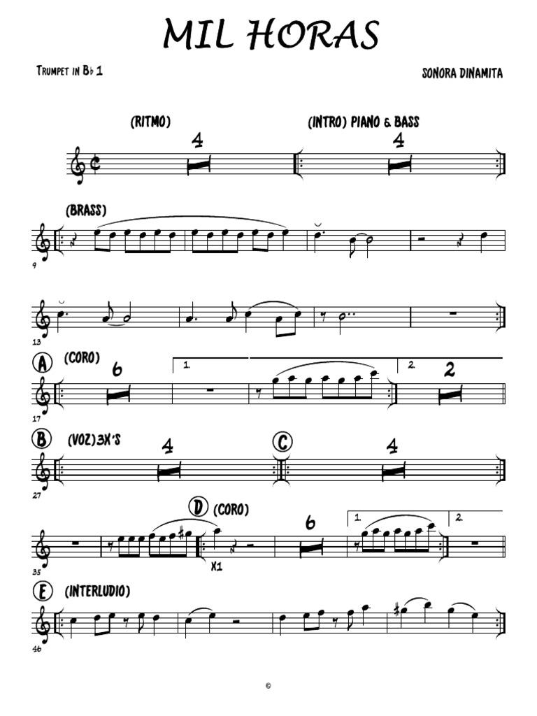 MIL HORAS - Trumpet in BB 1 | PDF | Foreign Language Studies