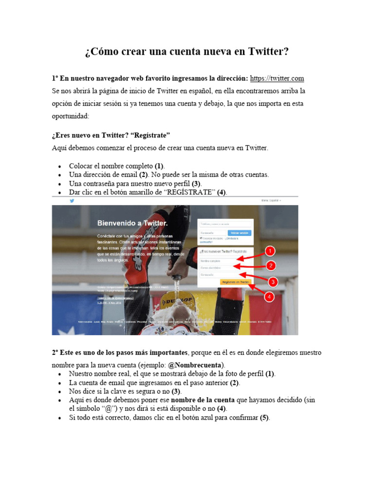 Crear cuenta nueva en Twitter fácilmente | PDF | ciberespacio | Red mundial