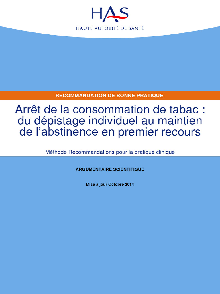 Arrêt du tabac : recommandations pratiques | PDF | Sevrage (toxicologie ...