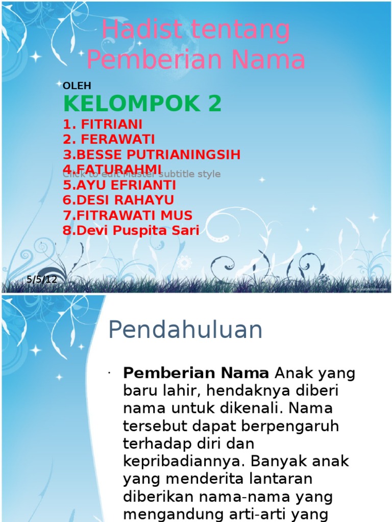 Hadist Tentang Pemberian Nama Pdf