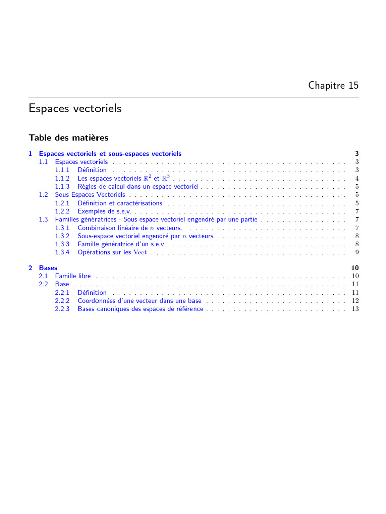Espaces et sous-espaces vectoriels | PDF | Base (algèbre linéaire ...