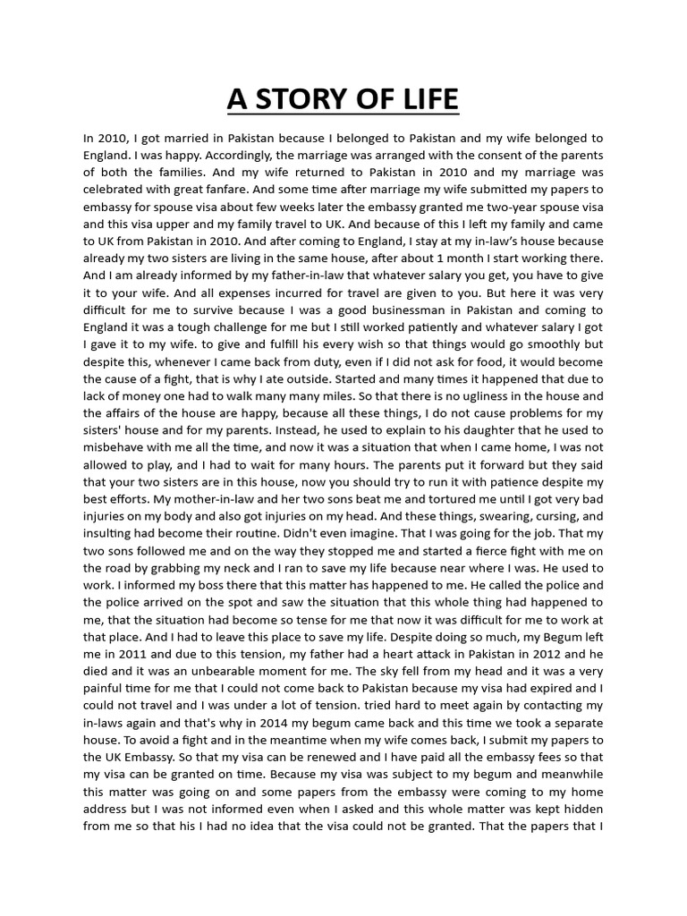 A story of life pdf travel visa