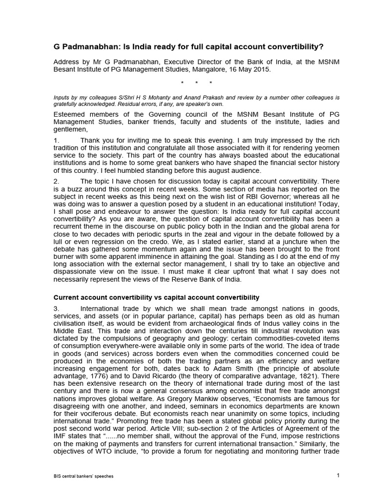 Counter View Full Capital Acc Convertibility | PDF | Capital Control ...