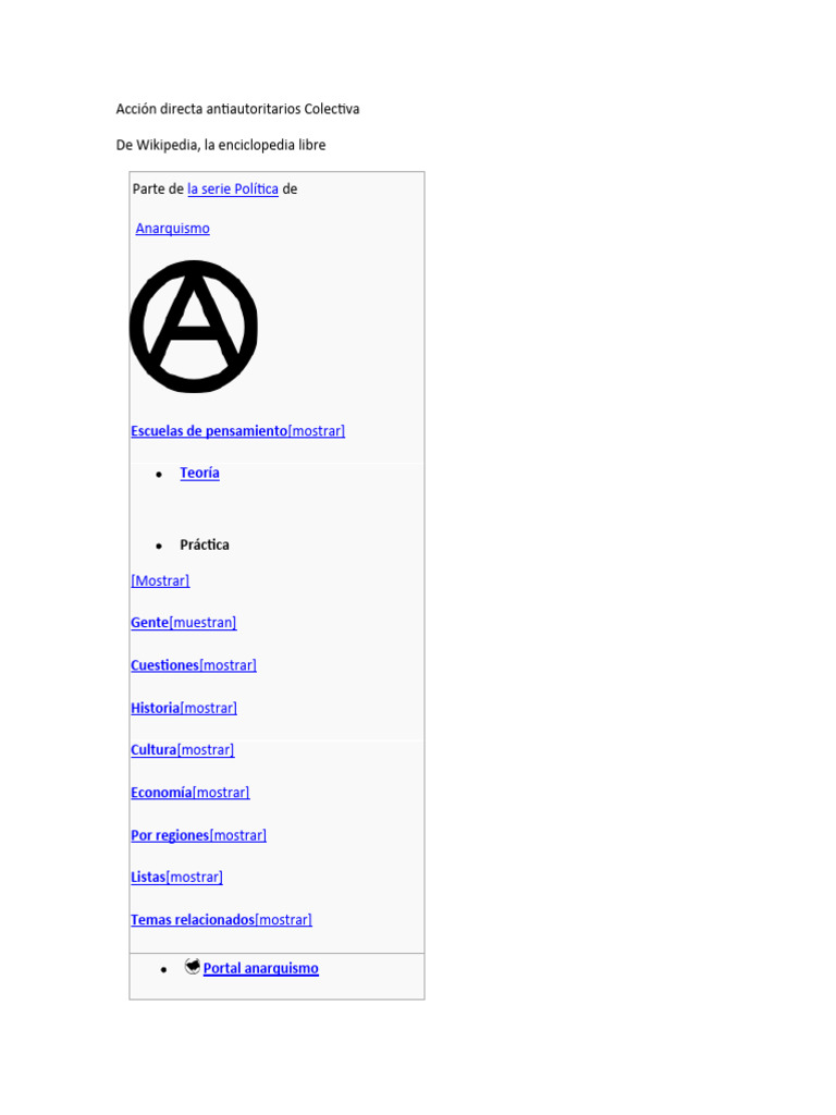Acción Directa Antiautoritarios Colectiva | PDF | Wikipedia | Anarquismo