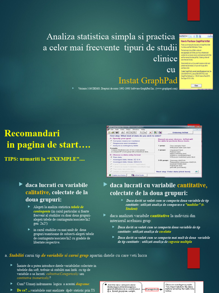 v6 Analiza Statistica Simpla Si Practica Cu Software Instat GraphPad | PDF