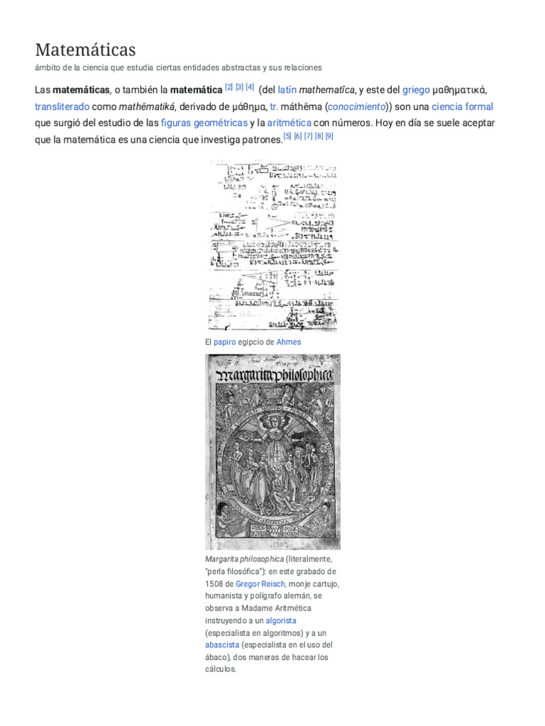 Matemáticas - Wikipedia, La Enciclopedia Libre | PDF | Matemáticas ...