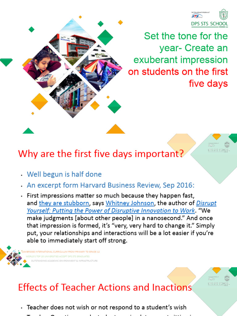 Setting the Tone: First Five Days in Class | PDF | Teachers ...