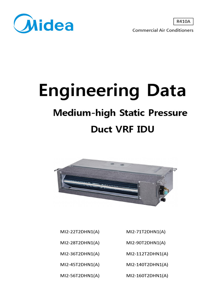 Midea DC Duct VRF Units Specs Guide | PDF | Pipe (Fluid Conveyance ...