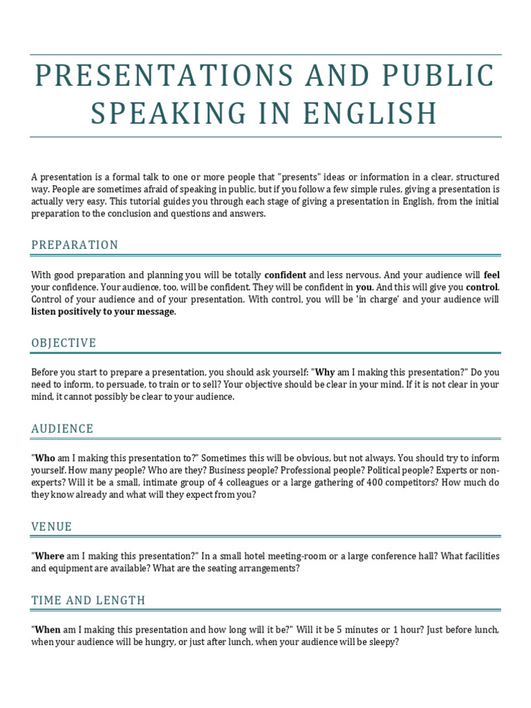 Mastering English Presentations | PDF | English Language | Body Language