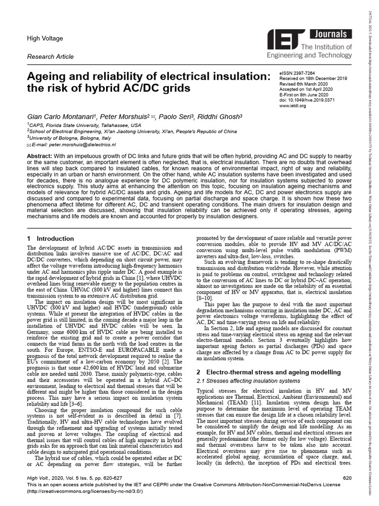 High Voltage - 2020 - Carlo Montanari - Ageing and Reliability of ...