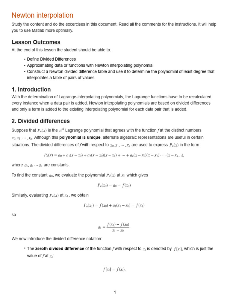 U9-Newton Interpolation | PDF | Interpolation | Polynomial