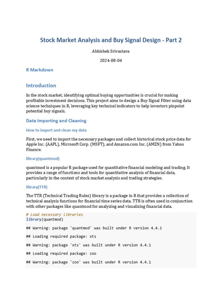 Stock Buy Signal Design in R | PDF | Technical Analysis | Investing