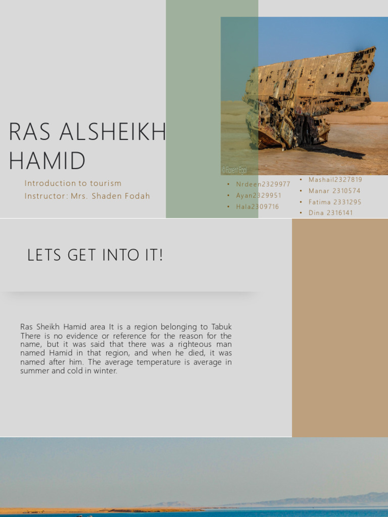 Ras Alsheikh Hamid: Introducti On To Touri SM Instructor: Mrs. Shaden ...
