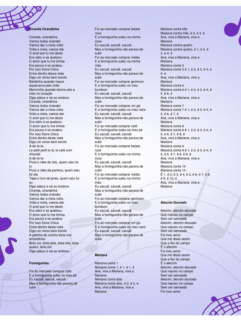 Letra Das Musicas | PDF