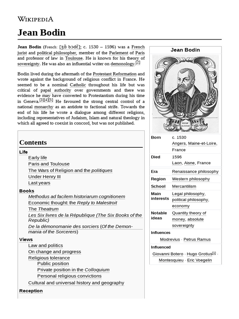Jean Bodin: Renaissance Political Philosopher | PDF | History