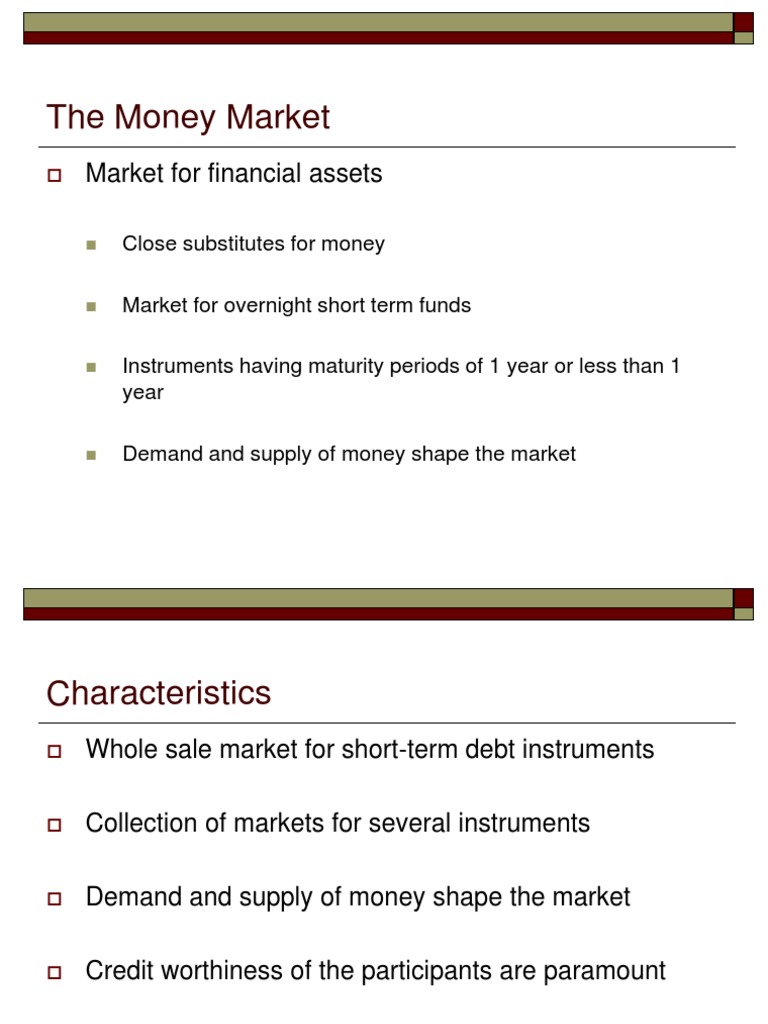 Overview of Money Market Instruments | PDF | Repurchase Agreement ...