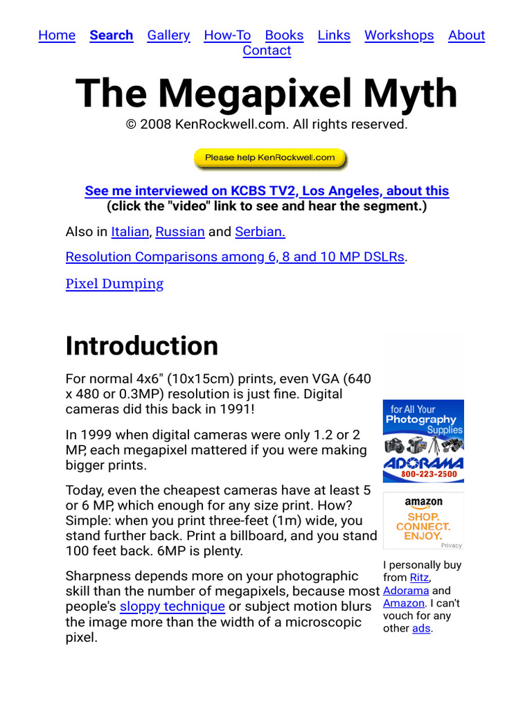 Extended The Megapixel Myth#2 | PDF | Pixel | Image Resolution