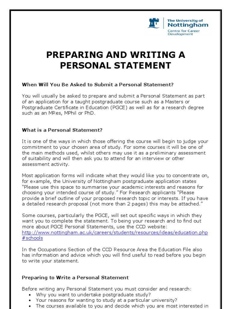Free samples personal statement image