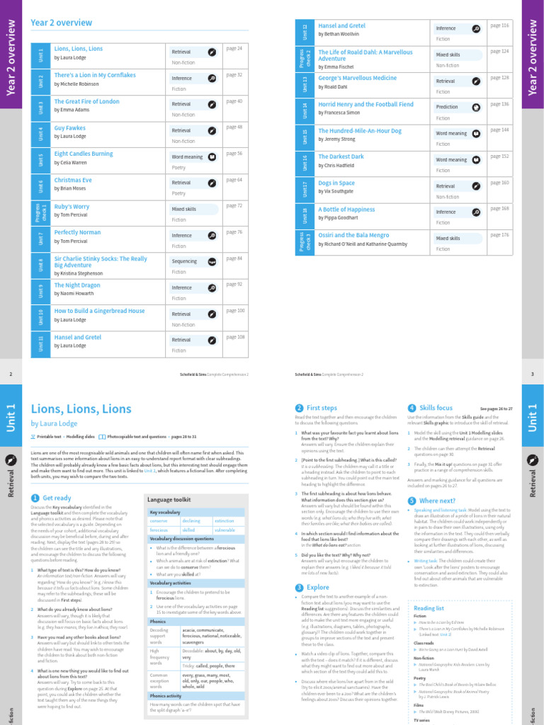 Complete Comprehension Book 2 Year 2 Sample | PDF | Lion | Reading ...