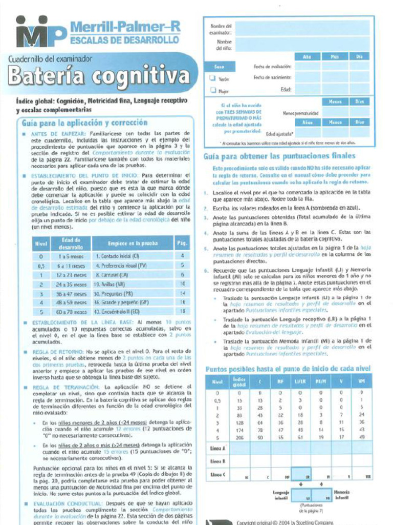 Cuad. Bateria Cognitiva | PDF