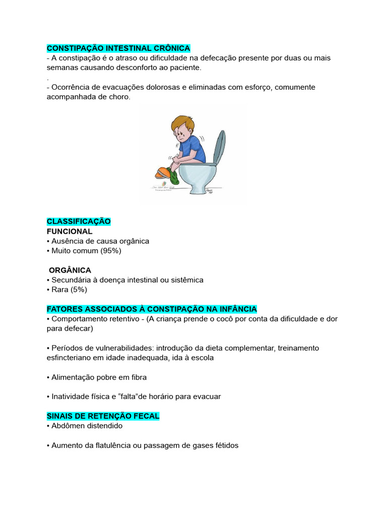 Constipação Intestinal Crônica | PDF | Prisão de ventre | Dor