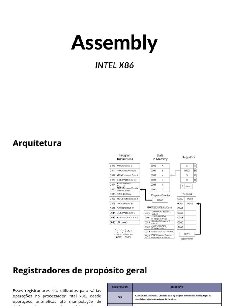 Assembly - V2 | PDF | Linguagem Assembly | Armazenamento de dados de ...