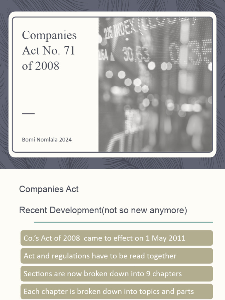 Overview of Companies Act 71/2008 Regulations | PDF | Financial ...