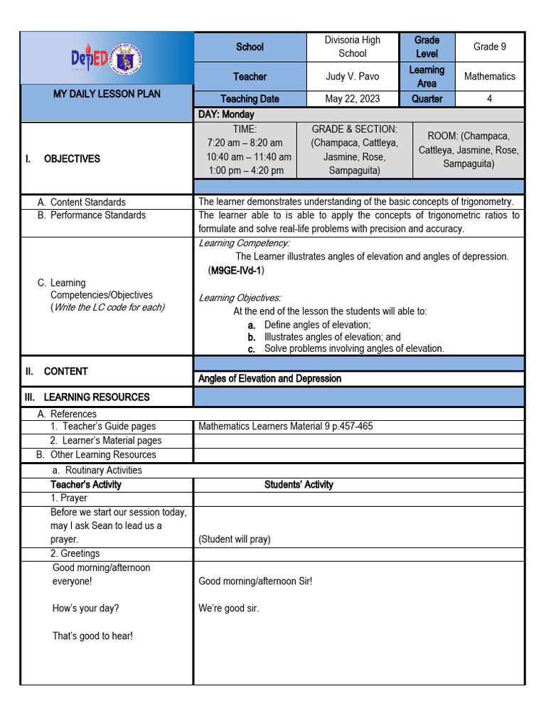 Dlp 05 22 23 Pdf Trigonometric Functions Trigonometry