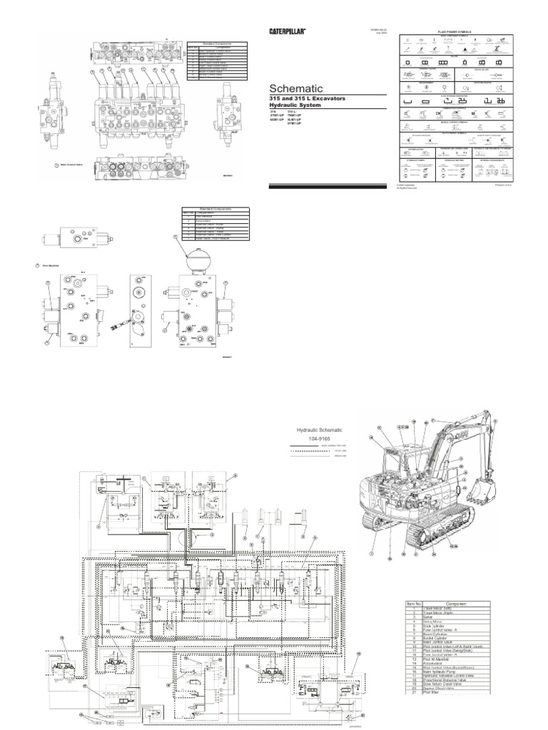 315 y 315L Excavadora Hidraulico Diagrama | PDF | Valve | Manual ...