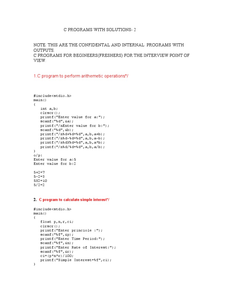C Programs For Interview Prep Pdf Matrix Mathematics Teaching